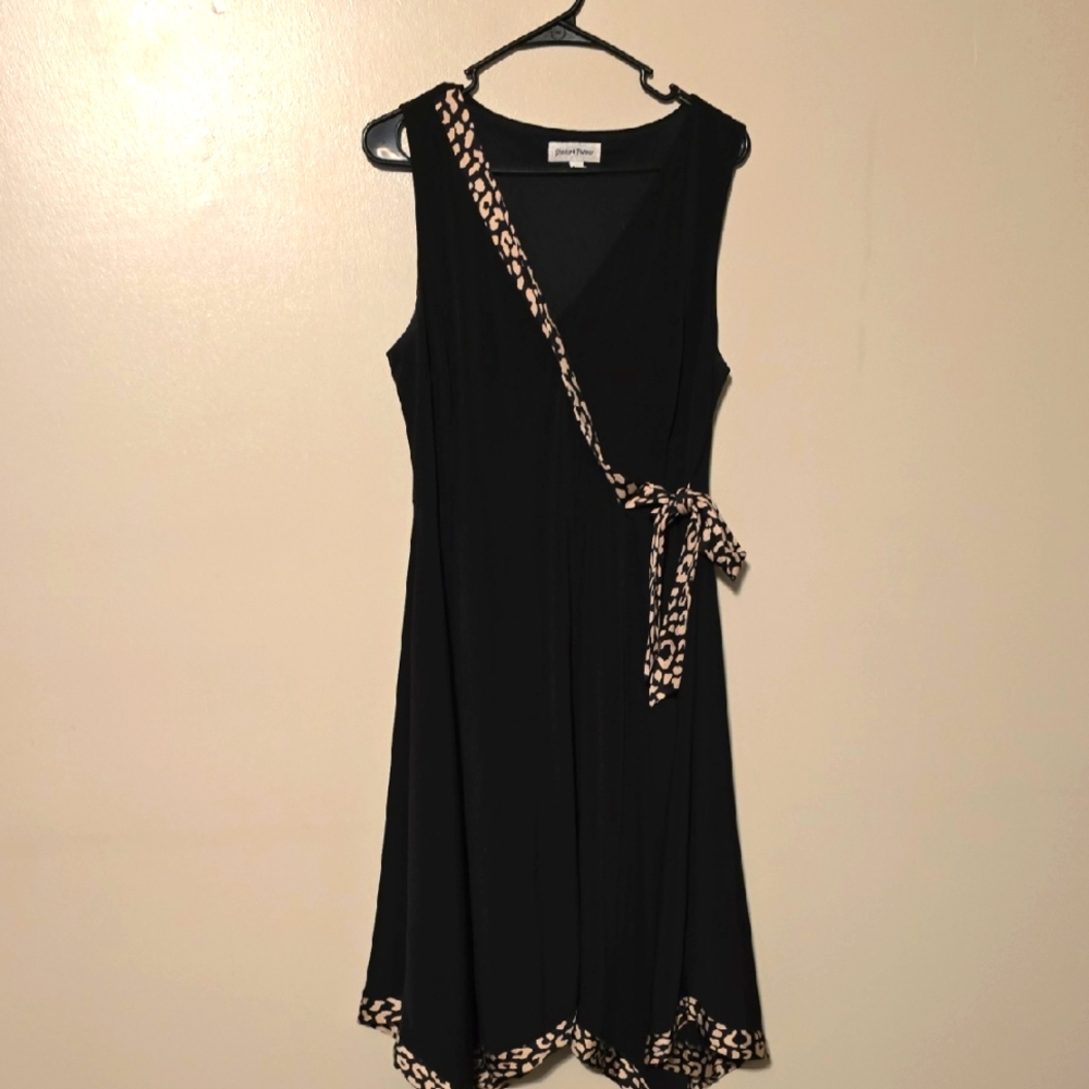 Shelby & Palmer Midi Dress Sleeveless Black Tan Womens Size Large